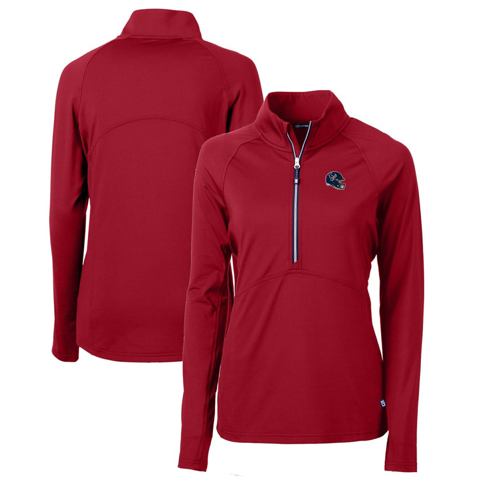 Houston Texans Cutter & Buck Women's Helmet Logo Adapt Eco Knit Stretch Recycled Half-Zip Pullover Top Red | NFL