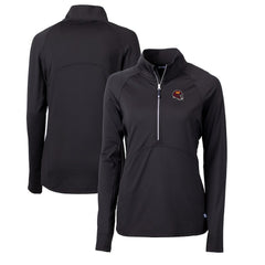 Washington Commanders Cutter & Buck Women's Helmet Logo Adapt Eco Knit Stretch Recycled Half-Zip Pullover Top Black | NFL
