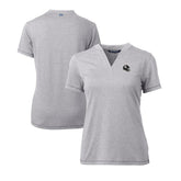 Pittsburgh Steelers Cutter & Buck Women's Helmet Logo DryTec Forge Stretch V-Neck Blade Top Heather Gray | NFL