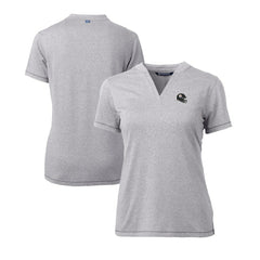 Pittsburgh Steelers Cutter & Buck Women's Helmet Logo DryTec Forge Stretch V-Neck Blade Top Heather Gray | NFL