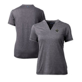 Jacksonville Jaguars Cutter & Buck Women's Helmet Logo DryTec Forge Stretch V-Neck Blade Top Heather Charcoal | NFL