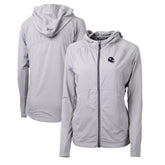 Minnesota Vikings Cutter & Buck Women's Helmet Logo Adapt Eco Knit Hybrid Recycled Full-Zip Hoodie Heather Gray | NFL