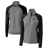 Cincinnati Bengals Cutter & Buck Women's Helmet Logo DryTec Forge Tonal Stripe Stretch Half-Zip Top Black | NFL