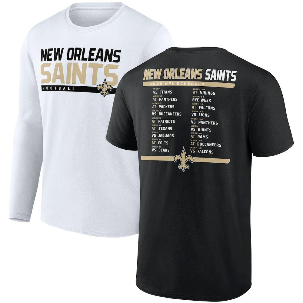 New Orleans Saints Two-Pack 2023 Schedule T-Shirt Combo Set Black/White | Fanatics