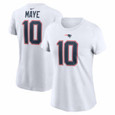 Drake Maye New England Patriots Women's Player Name & Number T-Shirt White | Nike for Sale