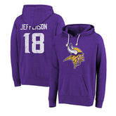 Justin Jefferson Minnesota Vikings Majestic Threads Name & Number Tri-Blend Pullover Hoodie Purple | NFL