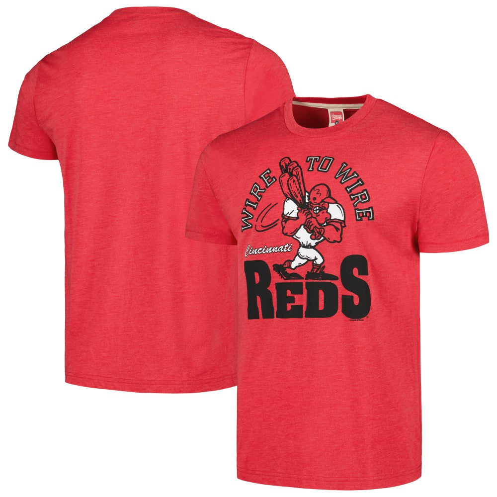 Cincinnati Reds Homage Doodle Collection Wire to Wire Tri-Blend T-Shirt - MLB