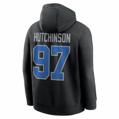 Aidan Hutchinson Detroit Lions Name & Number Fleece Hoodie Black | Nike for Sale