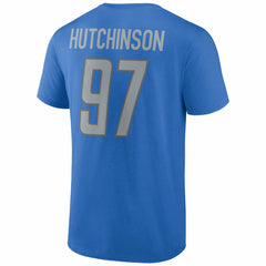 Aidan Hutchinson Detroit Lions Player Icon Name & Number T-Shirt Blue | Fanatics