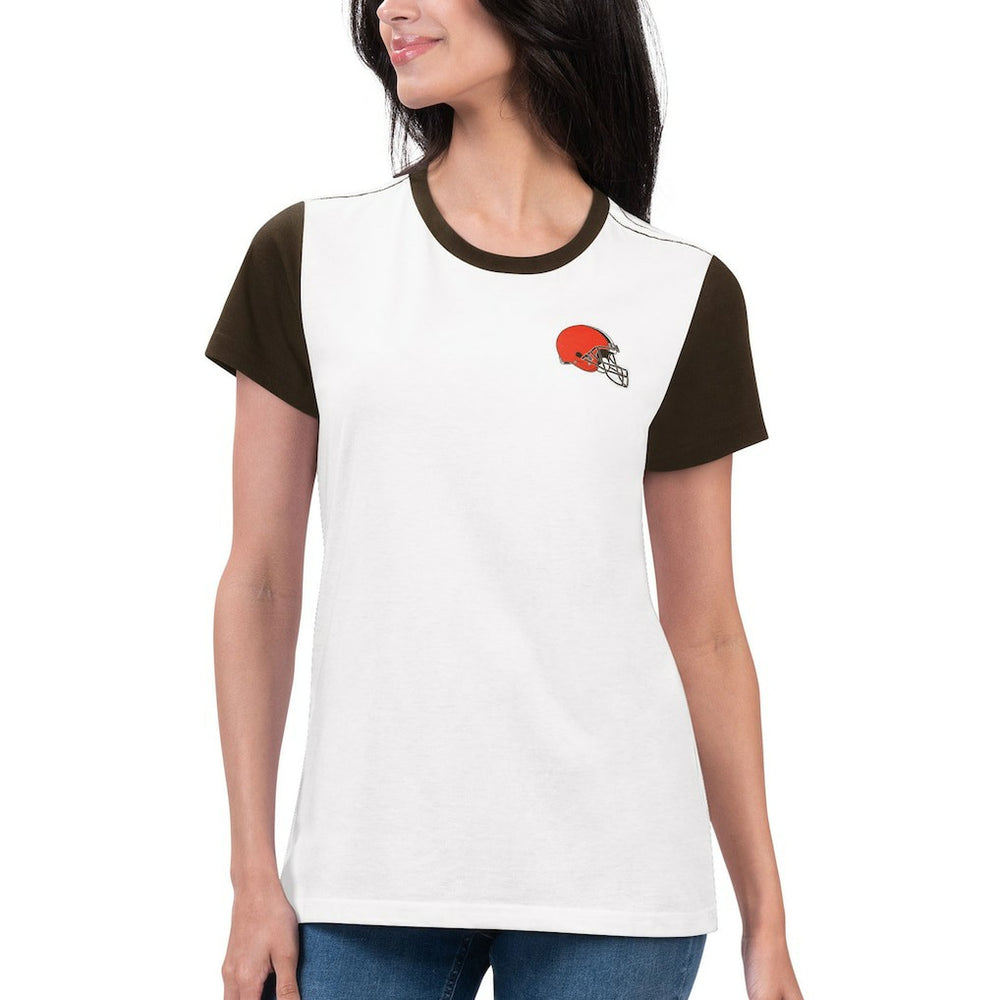 Cleveland Browns G-III 4Her by Carl Banks Women's Fashion Illustration T-Shirt White/Brown | NFL