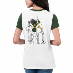 Green Bay Packers G-III 4Her by Carl Banks Women's Fashion Illustration T-Shirt White/Green | NFL