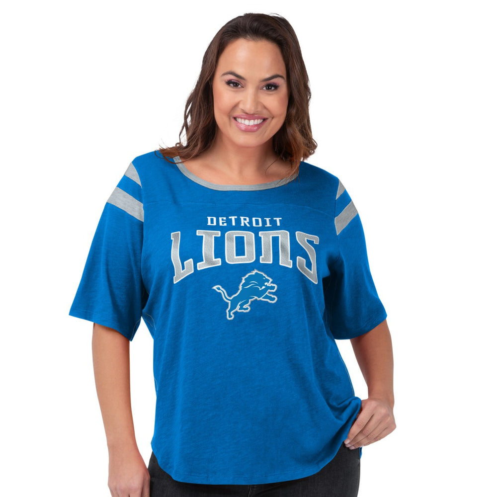 Detroit Lions G-III 4Her by Carl Banks Women's Plus Size Linebacker T-Shirt Royal | NFL