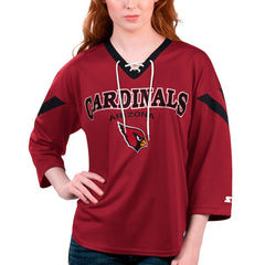 Arizona Cardinals Starter Women's Rally Lace-Up 3/4 Sleeve T-Shirt Cardinal | NFL