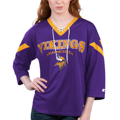 Minnesota Vikings Starter Women's Rally Lace-Up 3/4 Sleeve T-Shirt Purple | NFL