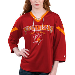Tampa Bay Buccaneers Starter Women's Rally Lace-Up 3/4 Sleeve T-Shirt Red | NFL