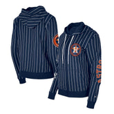 Houston Astros New Era Women's Pinstripe Tri-Blend Full-Zip Hoodie Jacket - MLB