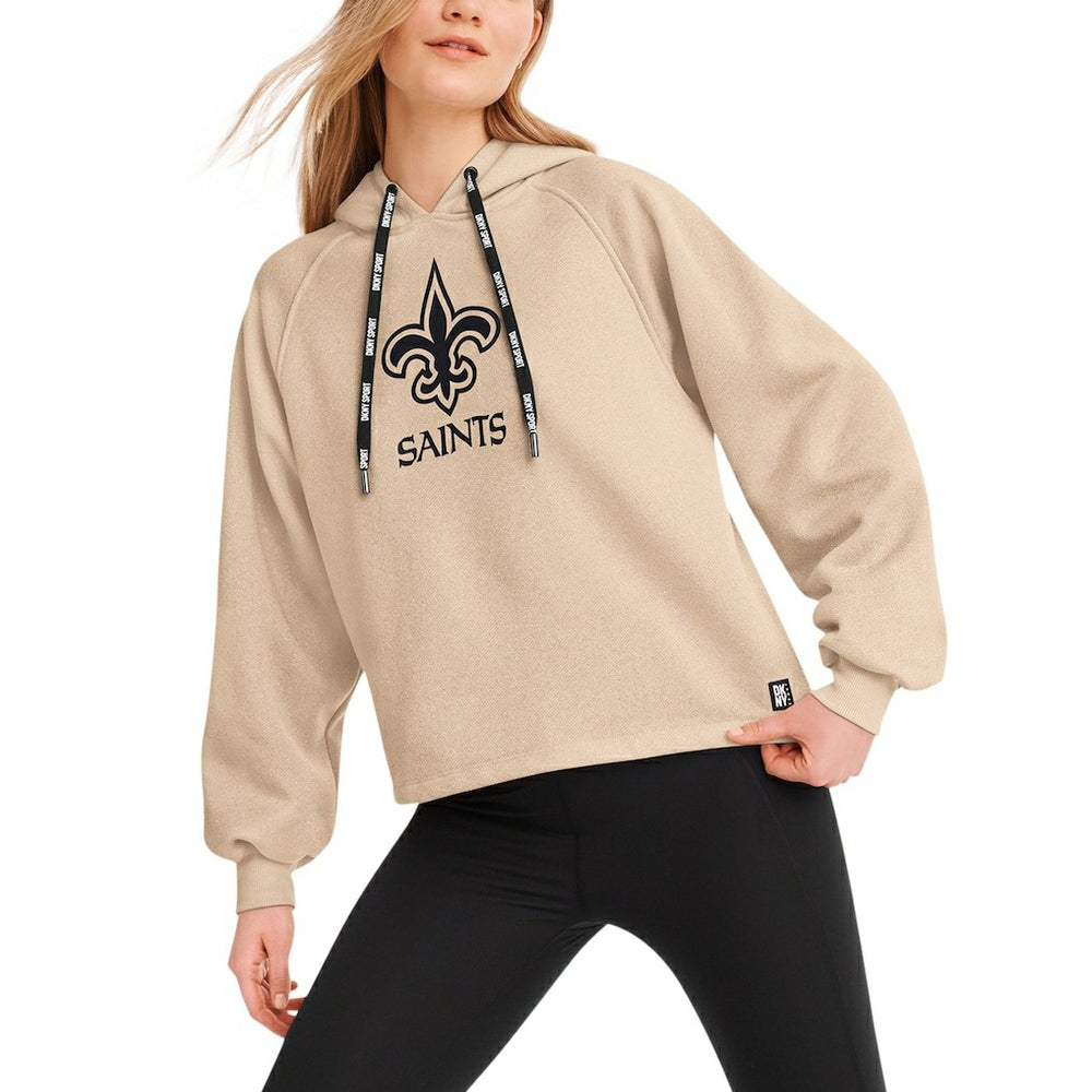 New Orleans Saints DKNY Sport Women's Debbie Dolman Raglan Pullover Hoodie Cream | NFL