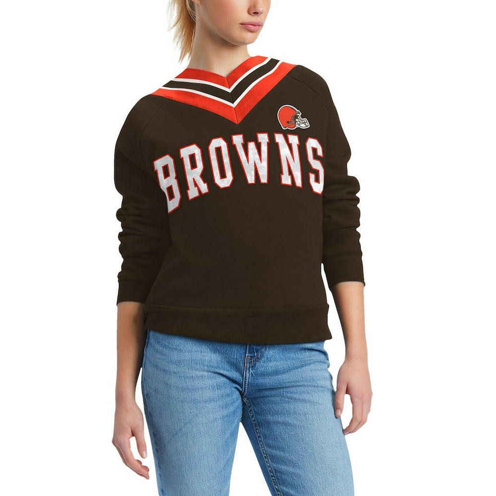 Cleveland Browns Tommy Hilfiger Women's Heidi Raglan V-Neck Sweater Brown | NFL
