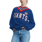 New York Giants Tommy Hilfiger Women's Heidi Raglan V-Neck Sweater Royal | NFL