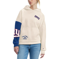 New York Giants Tommy Hilfiger Women's Harriet Pullover Hoodie Cream/Royal | NFL