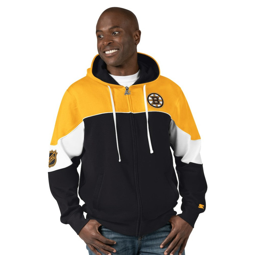 Boston Bruins Starter Power Forward Full-Zip Hoodie - Black/Gold - NHL