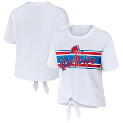 Colorado Avalanche WEAR by Erin Andrews Women's Front Knot T-Shirt - White - NHL