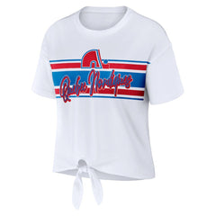 Colorado Avalanche WEAR by Erin Andrews Women's Front Knot T-Shirt - White - NHL