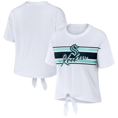 Seattle Kraken WEAR by Erin Andrews Women's Front Knot T-Shirt - White - NHL