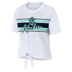 Seattle Kraken WEAR by Erin Andrews Women's Front Knot T-Shirt - White - NHL