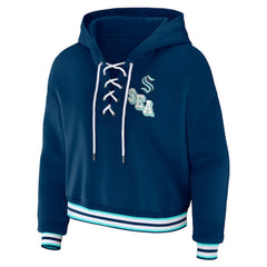 Seattle Kraken WEAR by Erin Andrews Women's Lace-Up Pullover Hoodie - Blue - NHL