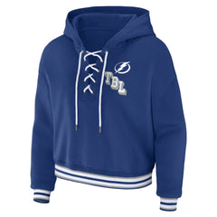 Tampa Bay Lightning WEAR by Erin Andrews Women's Lace-Up Pullover Hoodie - Blue - NHL