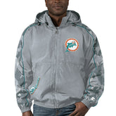 Miami Dolphins Starter Thursday Night Gridiron Throwback Full-Zip Jacket Gray | NFL
