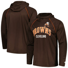 Cleveland Browns Starter Gridiron Classics Throwback Raglan Long Sleeve Hooded T-Shirt Brown | NFL