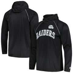 Las Vegas Raiders Starter Gridiron Classics Throwback Raglan Long Sleeve Hooded T-Shirt Black | NFL