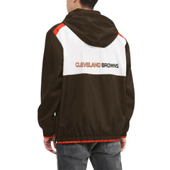 Cleveland Browns Tommy Hilfiger Carter Half-Zip Hooded Top Brown/White | NFL