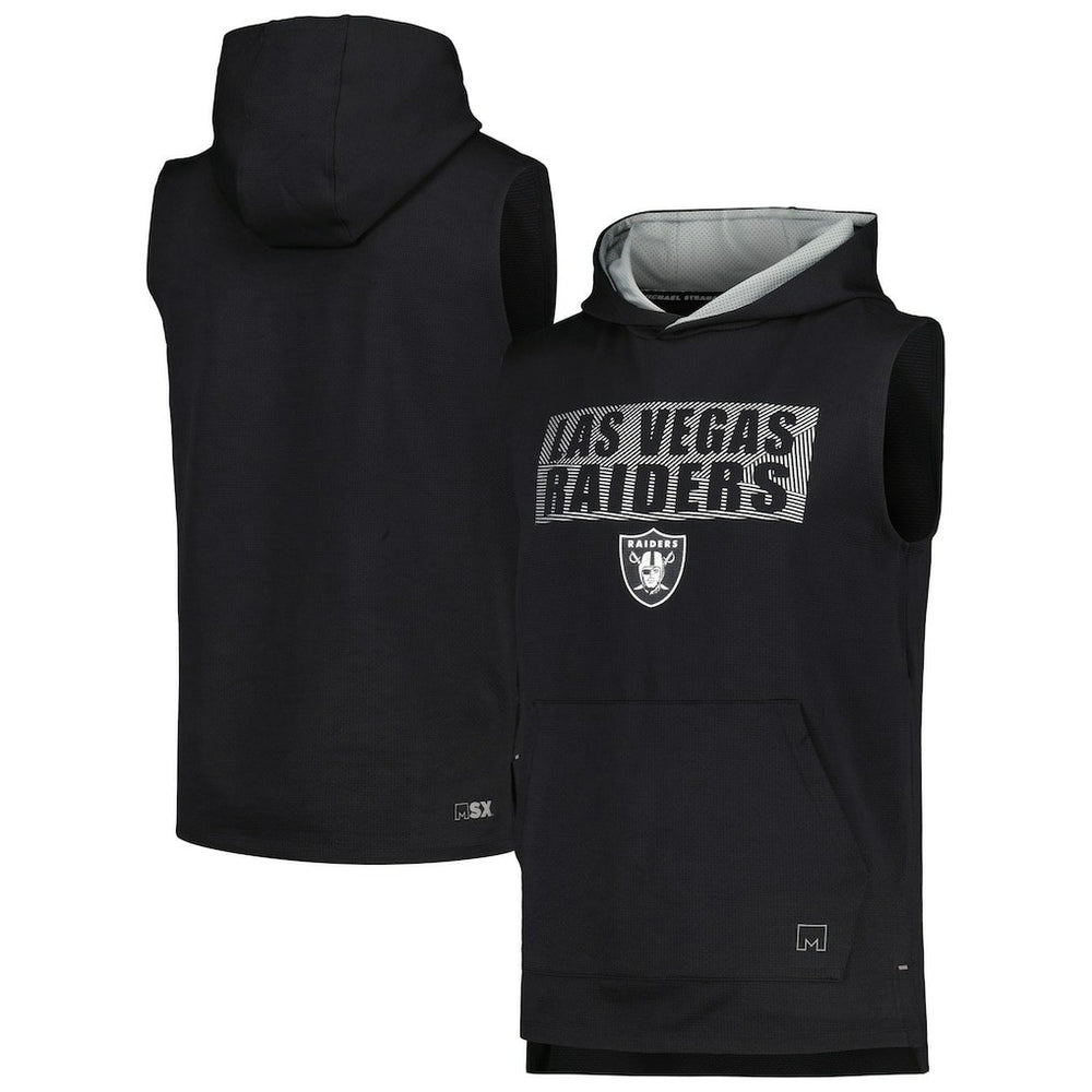 Las Vegas Raiders MSX by Michael Strahan Marathon Sleeveless Pullover Hoodie Black | NFL