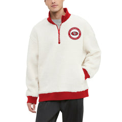 San Francisco 49ers Tommy Hilfiger Jordan Sherpa Quarter-Zip Sweatshirt Cream | NFL