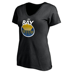 Golden State Warriors Women's Primary Logo V-Neck T-Shirt Black - NBA