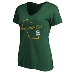 Green Bay Packers Women's Script V-Neck T-Shirt Green | NFL