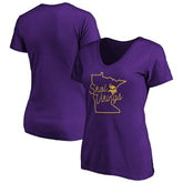 Minnesota Vikings Women's Script V-Neck T-Shirt Purple | NFL