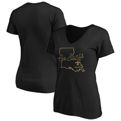 New Orleans Saints Women's Script V-Neck T-Shirt Black | NFL