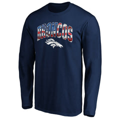 Denver Broncos Banner Wave Long Sleeve T-Shirt Navy | NFL