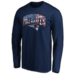 New England Patriots Banner Wave Long Sleeve T-Shirt Navy | NFL