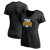 Pittsburgh Steelers Women's Hometown Collection The Burgh V-Neck T-Shirt Black | NFL