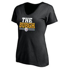 Pittsburgh Steelers Women's Hometown Collection The Burgh V-Neck T-Shirt Black | NFL