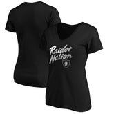 Las Vegas Raiders Women's Hometown Collection Raider Nation V-Neck T-Shirt Black | NFL