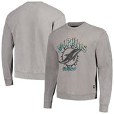 Miami Dolphins The Wild Collective Unisex Distressed Pullover Sweatshirt Gray | NFL