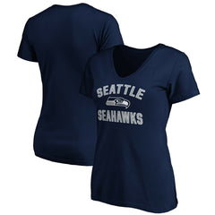Seattle Seahawks Women's Victory Arch V-Neck T-Shirt College Navy | NFL
