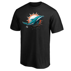 Miami Dolphins Midnight Mascot Team Logo T-Shirt Black | NFL