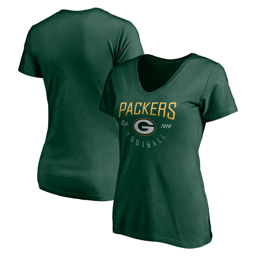 Green Bay Packers Women's Live For It V-Neck T-Shirt Green | NFL